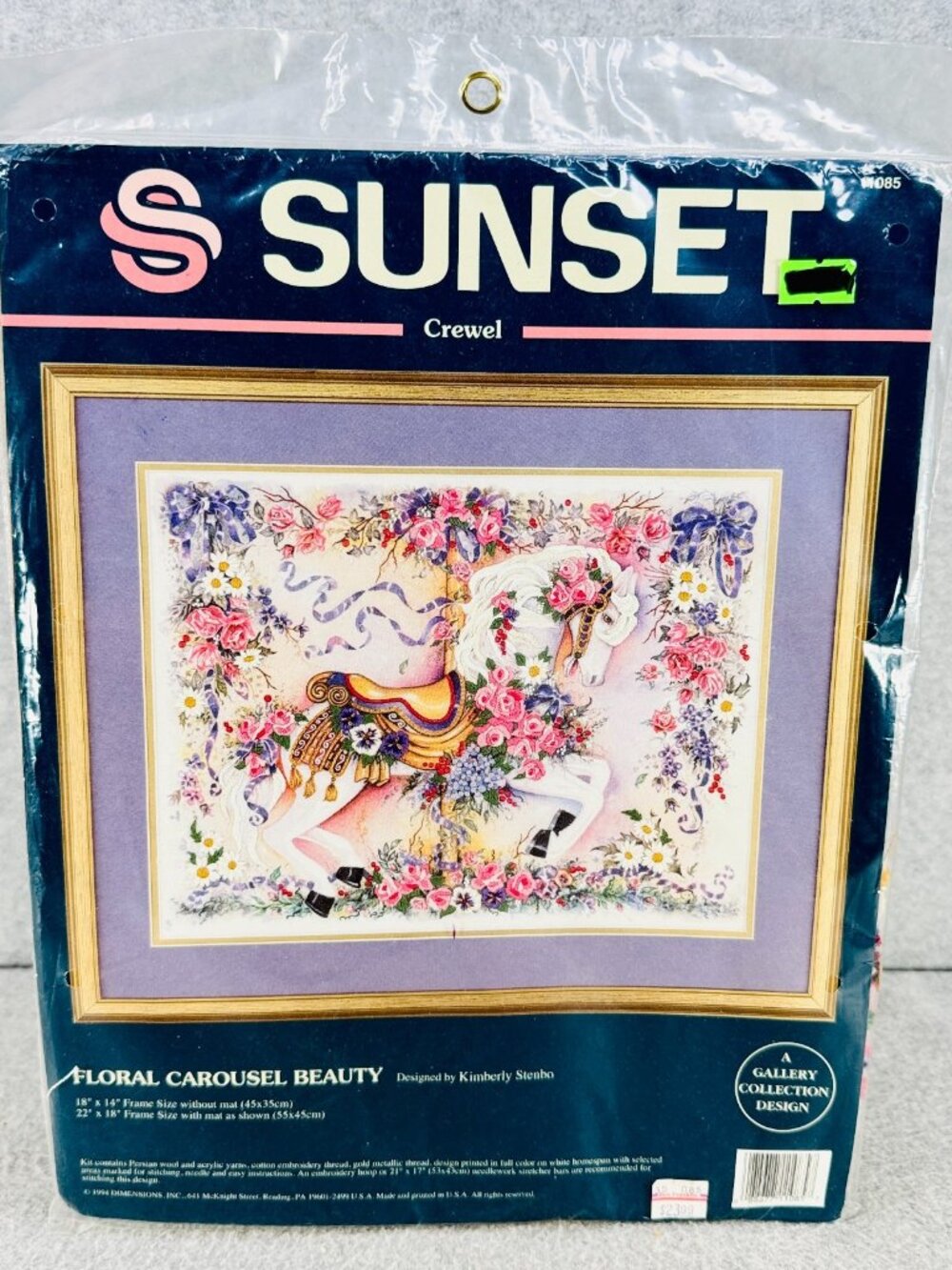 FLORAL CAROUSEL BEAUTY Sunset Crewel Embroidery Kit Vintage Unopened
